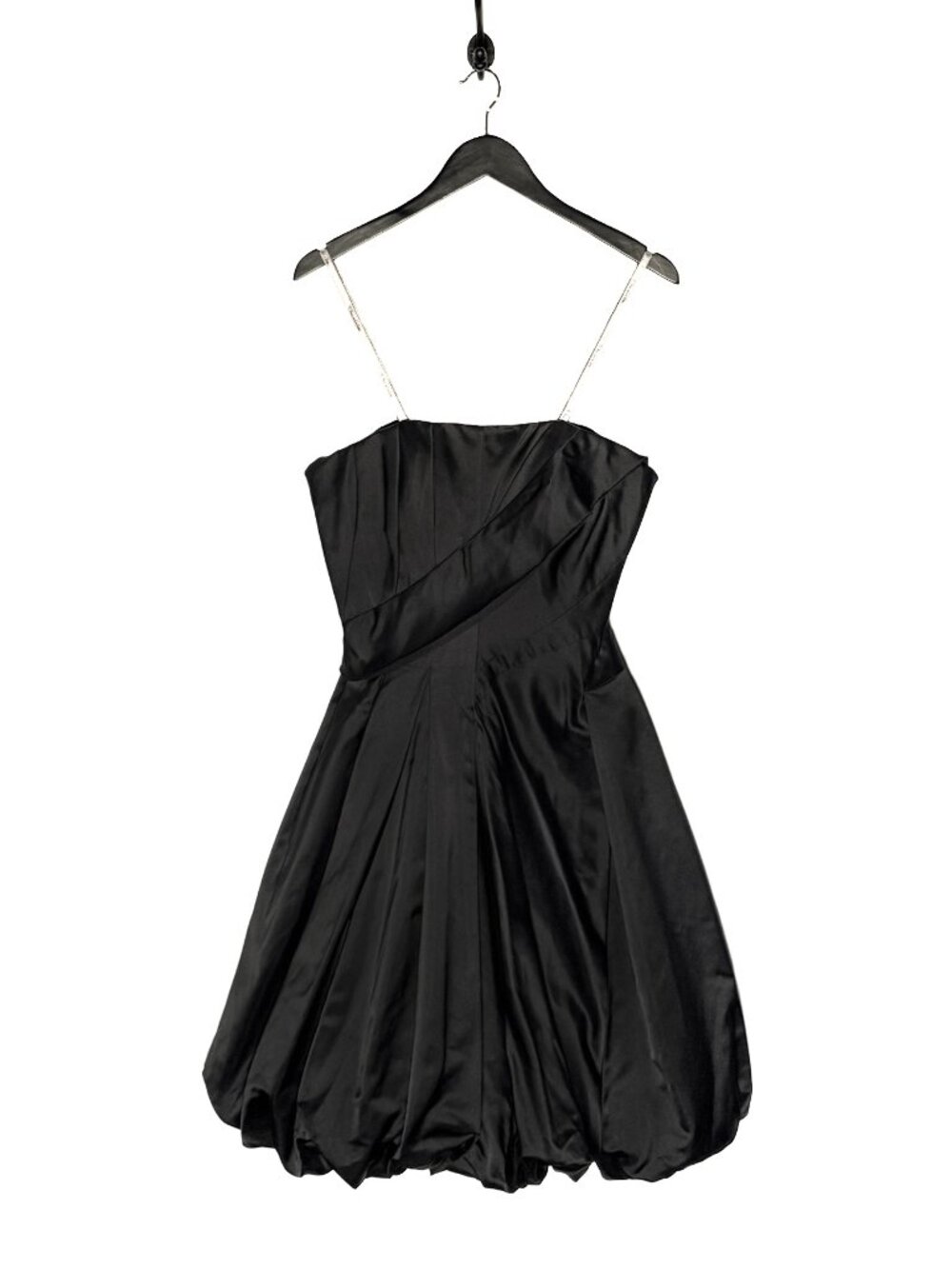 Oscar De La Renta PF12 Black Silk Bustier Balloon Dress
